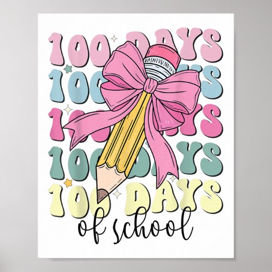 100 Days of School Girls Coquette Bow 100e dag Poster (Voorkant)