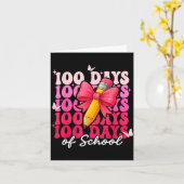 100 Days Of School Girls Coquette Bow 100th Day Of Kaart (Gele Bloem)