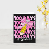 100 Days Of School Girls Coquette Bow 100th Day Of Kaart (Gele Bloem)