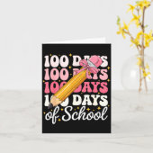 100 Days Of School Girls Coquette Bow 100th Day Of Kaart (Gele Bloem)