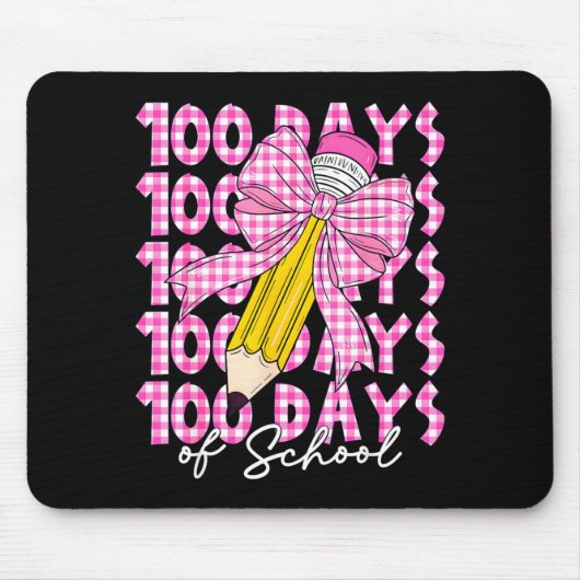 100 Days Of School Girls Coquette Bow 100th Day Of Muismat (Voorkant)