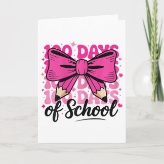 100 Days Of School Girls Teacher Coquette Bow Kids Kaart