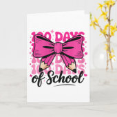 100 Days Of School Girls Teacher Coquette Bow Kids Kaart (Gele Bloem)