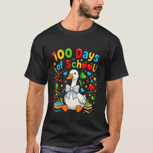 100 Days of School Goose Funny Goose 100 Days Kids T-shirt (Voorkant)