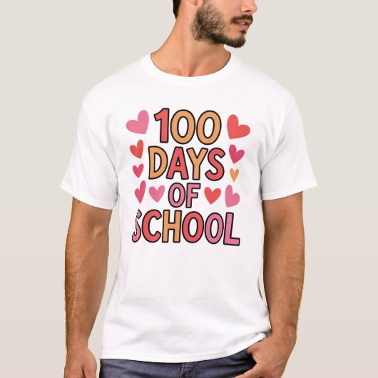 100 Days of School, Groovy, Happy 100th Day, T-shirt (Voorkant)