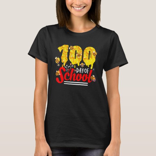 100 Days Of School Group Cute Bees Funny Teachers  T-shirt (Voorkant)