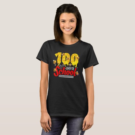 100 Days Of School Group Cute Bees Funny Teachers T-shirt (Voorkant volledig)