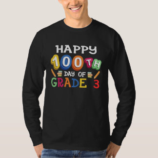 100 Days of School Happy 100th Day of Grade 3 Kid  T-shirt
