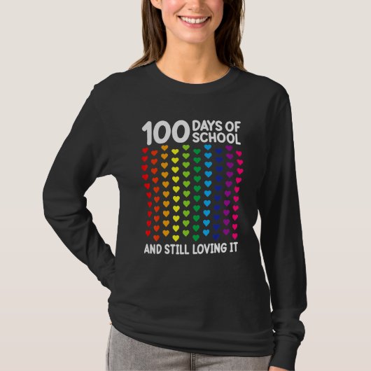 100 Days Of School Heart Teacher Kids Students T-shirt (Voorkant)