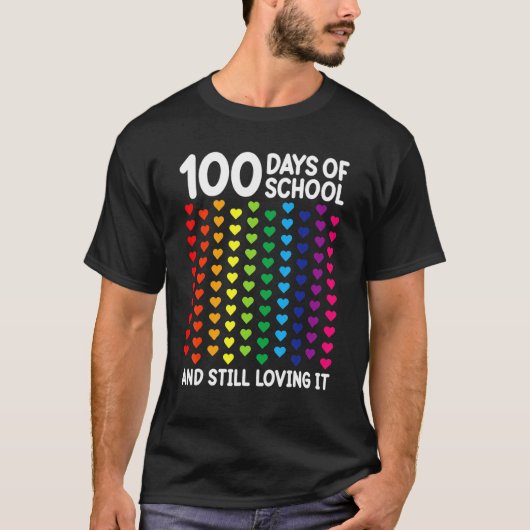 100 Days Of School Heart Teacher Kids Students T-shirt (Voorkant)