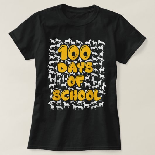100 Days of School horse mustang mascot T-Shirt (Design voorkant)