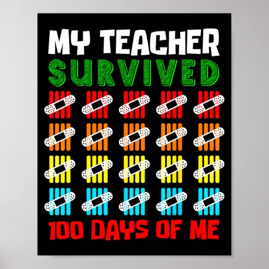 100 Days Of School Kids 100th Day Of School Costum Poster (Voorkant)