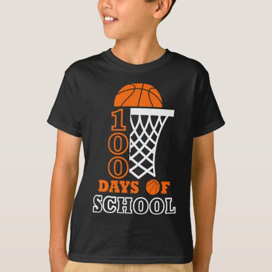 100 Days of School Kids Basketball 100th day of sc T-shirt (Voorkant)
