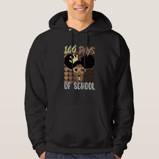 100 Days Of School Kids Girl Black African America Hoodie (Voorkant)