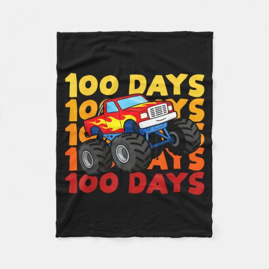 100 Days Of School Kids Monster Truck Boys And Gir Fleece Deken (Voorkant)