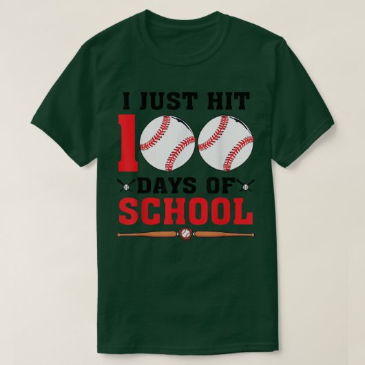 100 Days Of School Kindergarten Baseball Students  T-shirt (Design voorkant)
