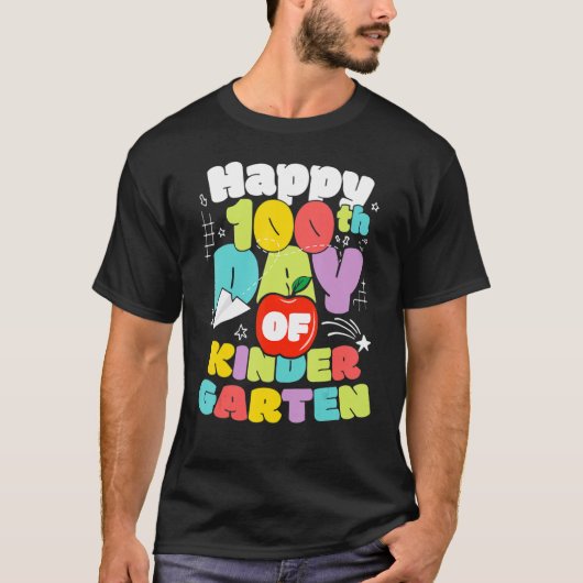 100 Days Of School Kindergarten Brighter Teacher A T-shirt (Voorkant)