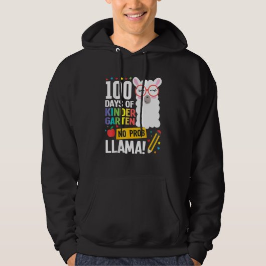 100 Days Of School Kindergarten Llama Girl Boy No  Hoodie (Voorkant)