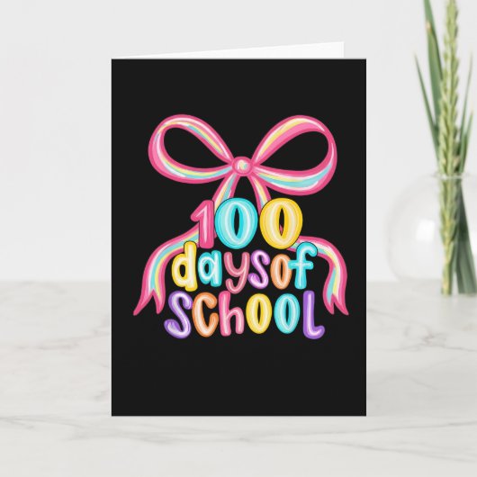 100 Days of School Leopard Bow Pencil Kaart (Voorkant)