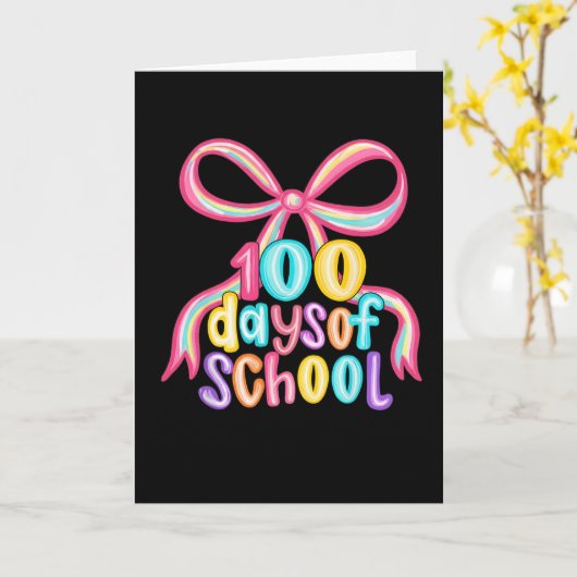 100 Days of School Leopard Bow Pencil Kaart (Gele Bloem)