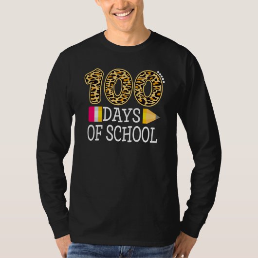 100 Days Of School Leopard Happy 100th Day Of Scho T-shirt (Voorkant)