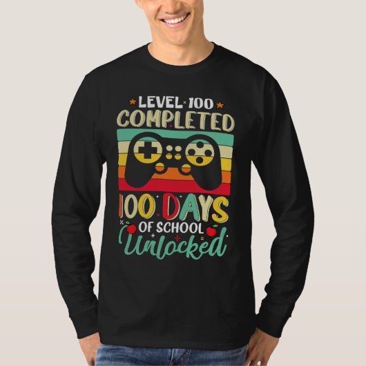 100 Days of School Level 100 Unlocked, Video Games T-shirt (Voorkant)