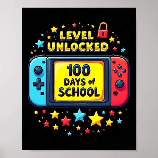 100 Days of School Level ontgrendelde gamer jongen Poster (Voorkant)