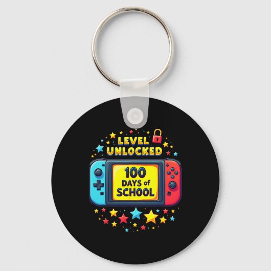 100 Days of School Level ontgrendelde gamer jongen Sleutelhanger (Voorkant)