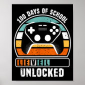 100 Days Of School Level Unlocked Funny Gamers Boy Poster (Voorkant)