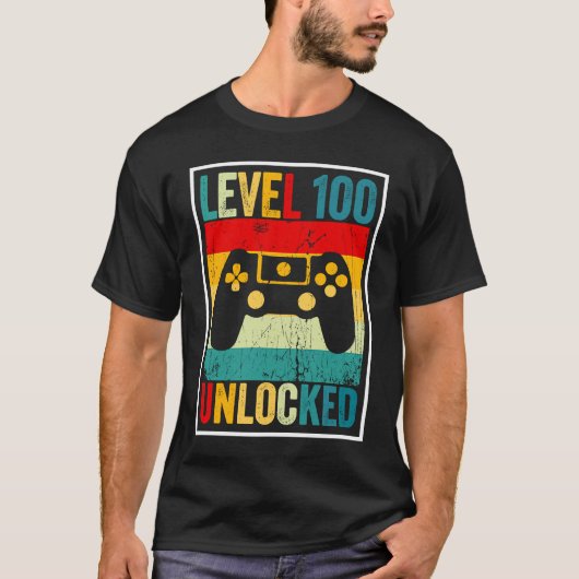 100 Days Of School Level Unlocked Gamer Video Game T-shirt (Voorkant)