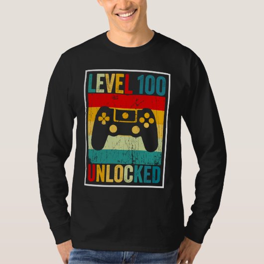 100 Days Of School Level Unlocked Gamer Video Game T-shirt (Voorkant)