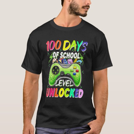 100 Days of School Level Unlocked Video Games Game T-shirt (Voorkant)