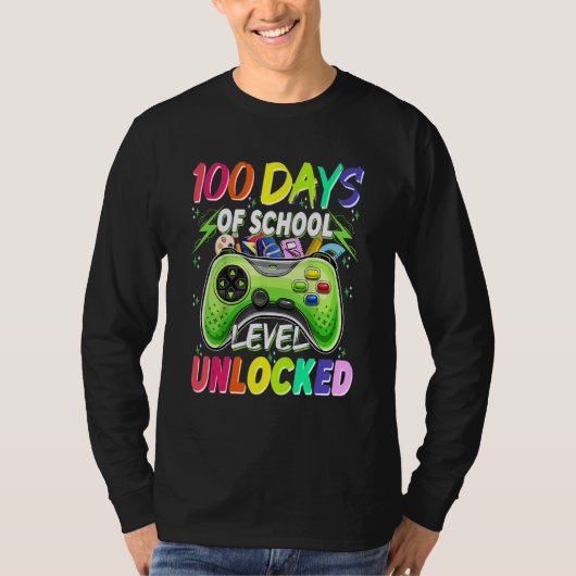100 Days of School Level Unlocked Video Games Game T-shirt (Voorkant)
