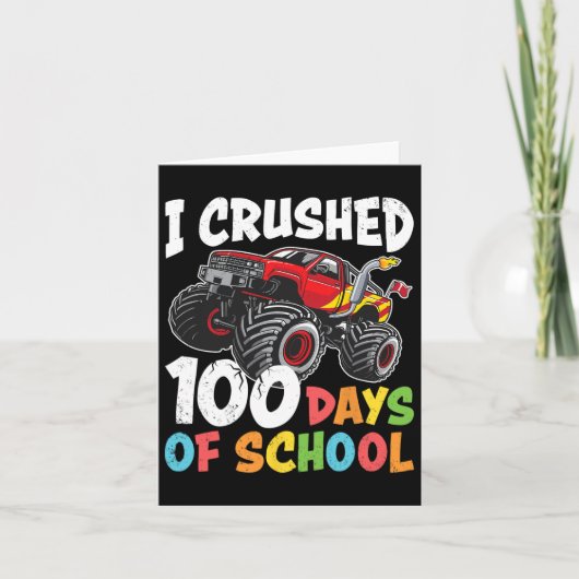100 Days of School Monster Truck Boys 100ste dag v Kaart (Voorkant)