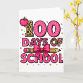 100 Days Of School Nk Coquette Bow Girls 100th Day Kaart (Gele Bloem)