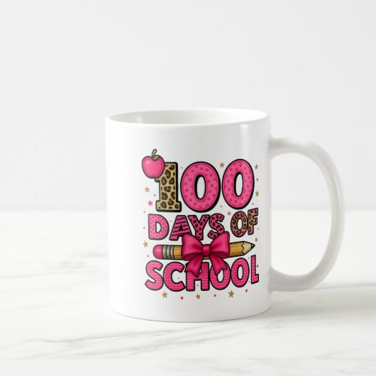 100 Days Of School Nk Coquette Bow Girls 100th Day Koffiemok (Rechts)