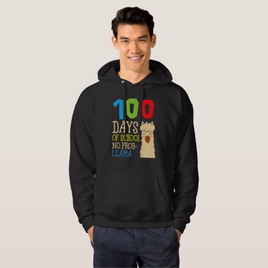 100 Days Of School No Prob-llama Cute Alpaca Stude Hoodie (Voorkant volledig)