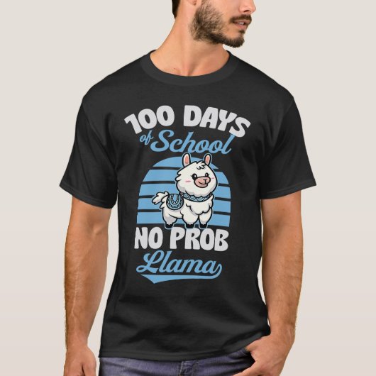 100 Days Of School No Prob Llama Cute Animal  Joke T-shirt (Voorkant)