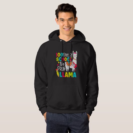 100 days of school no prob llama hoodie (Voorkant volledig)