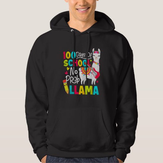 100 days of school no prob llama hoodie (Voorkant)