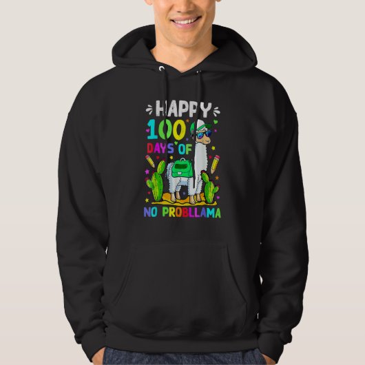 100 Days Of School No Prob Llama Llama Teacher 100 Hoodie (Voorkant)