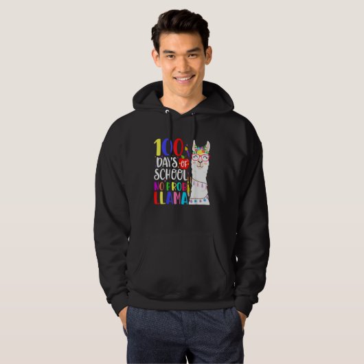 100 Days Of School No Prob Llama Llama Teacher 100 Hoodie (Voorkant volledig)