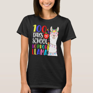 100 Days Of School No Prob Llama Llama Teacher 100 T-shirt
