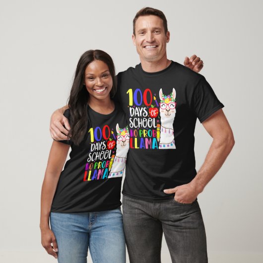 100 Days Of School No Prob Llama Llama Teacher 100 T-shirt (Unisex)