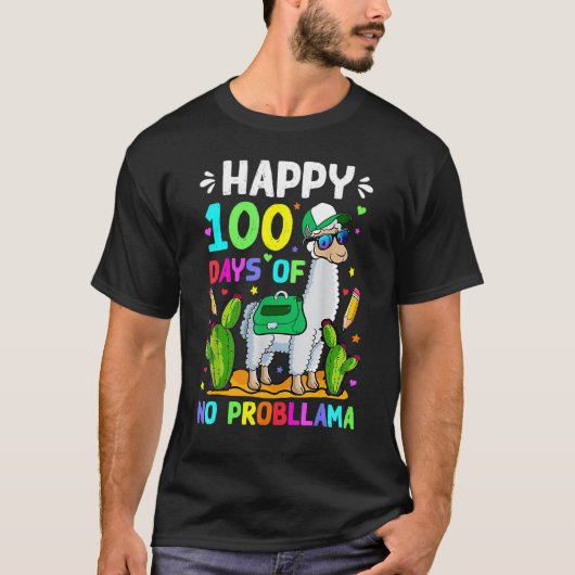100 Days Of School No Prob Llama Llama Teacher 100 T-shirt (Voorkant)