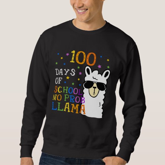 100 Days Of School No Prob llama Llama Teacher 100 Trui (Voorkant)