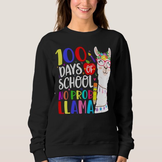 100 Days Of School No Prob Llama Llama Teacher 100 Trui (Voorkant)
