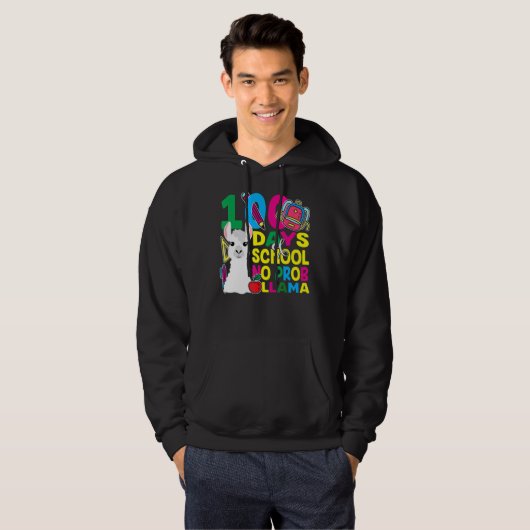 100 Days Of School No Prob-llama Llama Teacher And Hoodie (Voorkant volledig)
