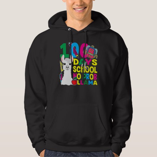 100 Days Of School No Prob-llama Llama Teacher And Hoodie (Voorkant)
