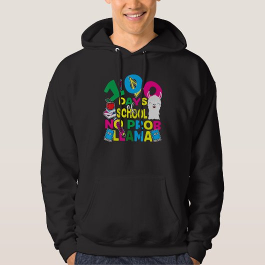 100 Days Of School No Prob-llama Llama Teacher And Hoodie (Voorkant)